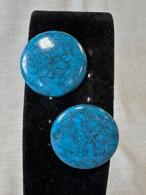 Vintage 80s Oversized Turquoise Blue Resin Earrings